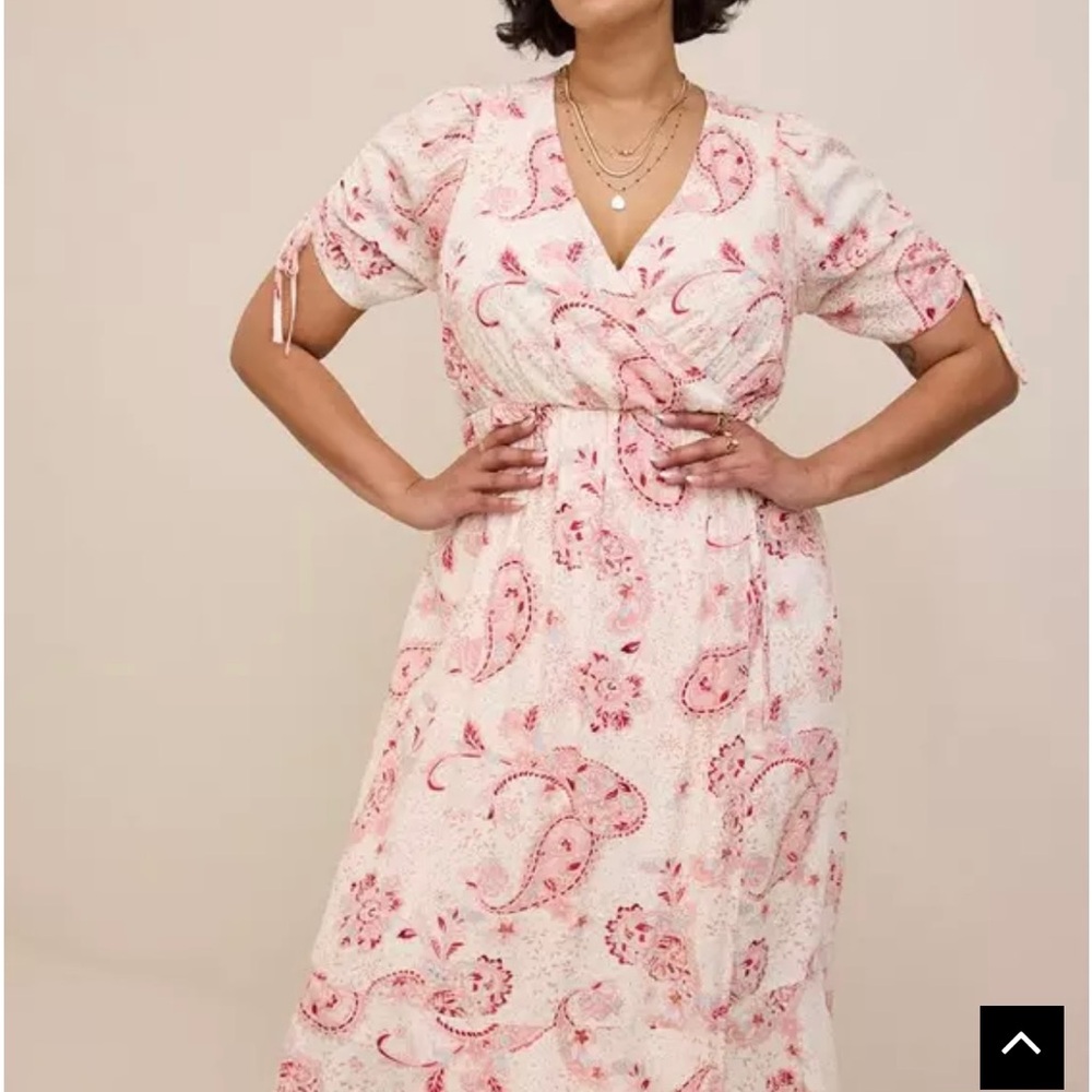 Torrid Midi Swiss Linen Surplice Dress